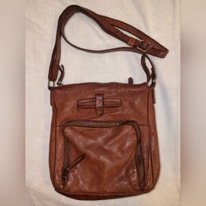 Marta Ponti Brown Full Grain Leather Crossbody Adjustable Strap